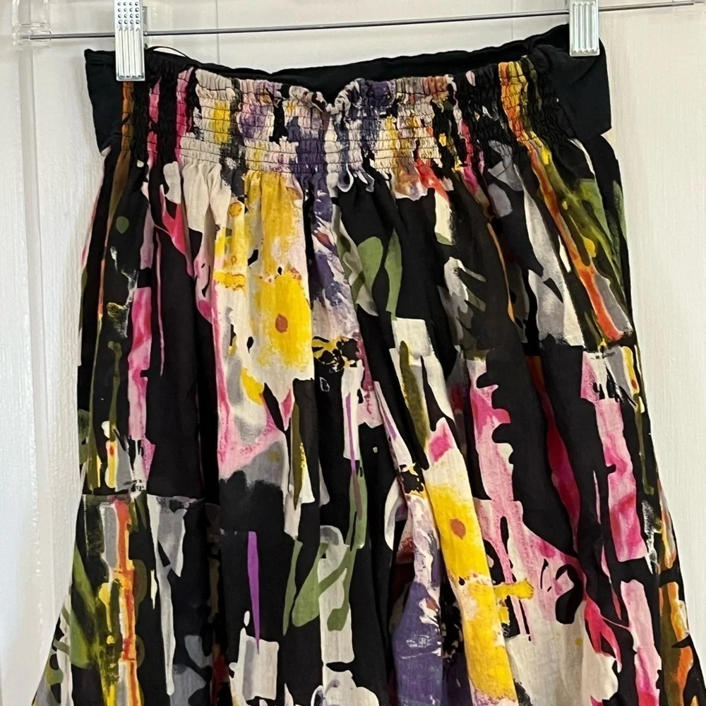 Happy Few Bohemian Wide Leg Lightweight Colorful Pull On Cotton Pants Artsy S/M